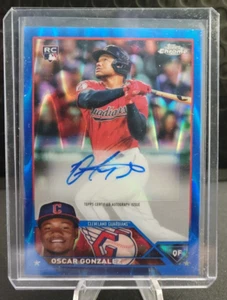 2023 Topps Cromo Novato AUTO Oscar Gonzalez Blue Wave/150 - Cleveland Guardian - Imagen 1 de 2