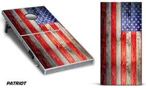 Cornhole Bean Toss Game Corn Hole Vinyl Wrap Decal USA American Flag 2-Pack - Picture 1 of 1