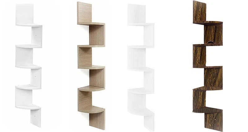Mensola scaffale verticale angolare in legno MDF libreria 5 ripiani 123x19x19cm  - Immagine 1 di 1