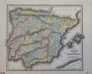 EINE KARTE VON SPANIEN UND PORTUGAL VERÖFFENTLICHT MIT WANDERATLAS, UM 1815.. - Bild 1 von 1