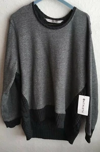 Athleta Damen Madera Merinowolle & Baumwolle Pullover Pulli Oberteil grau Large neu mit Etikett - Bild 1 von 4
