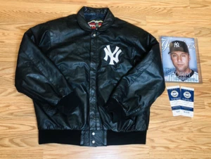 Vintage 90s MLB New York Yankees Baseball Leather Jacket XL Tickets Magazine Lot - Picture 1 of 22