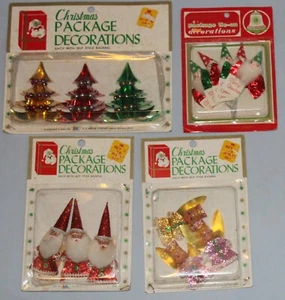 Vtg Christmas Gift Wrap Package Tie Ons Decorations Tree Angel Santa Elves Japan - Picture 1 of 5
