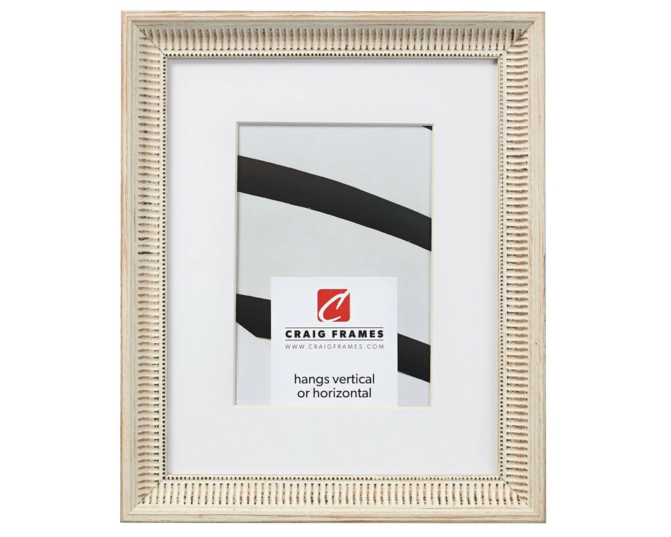Craig Frames Luella 1", Ornate Wooden Whitewash Picture Frame With A single Mat - Image 1 of 4