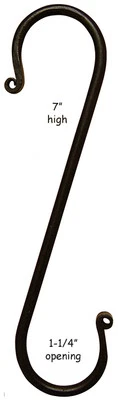 Set of 2 --- 7" Extension "S" Hooks ~ Primitive ~ Aged Black Finish - Image 1 of 2