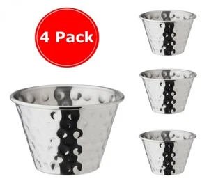 4 tazones de condimento Ramekins martillados para salsa de acero inoxidable 2,5 oz 70 ml - Imagen 1 de 8