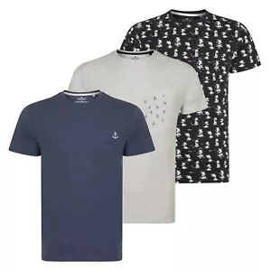 New Men's Plain & Allover Print Crew Neck Short Sleeve 3 Pack T-shirt Multi Pack - Picture 1 of 4