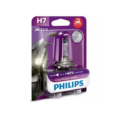 Philips CityVision moto H7 Halogen bis zu 40% mehr Licht 55W 12V Autolampen - Bild 1 von 2