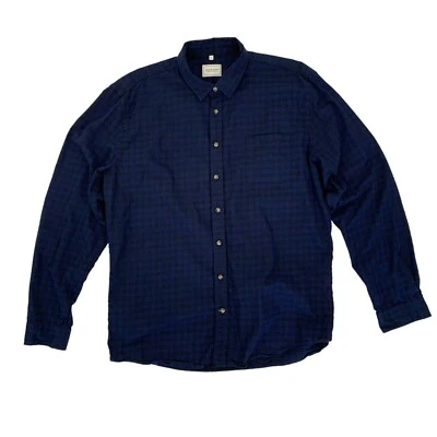 Camisa Frank And Oak com botões XL azul texturizada casual moderna manga longa - Imagem 1 de 4