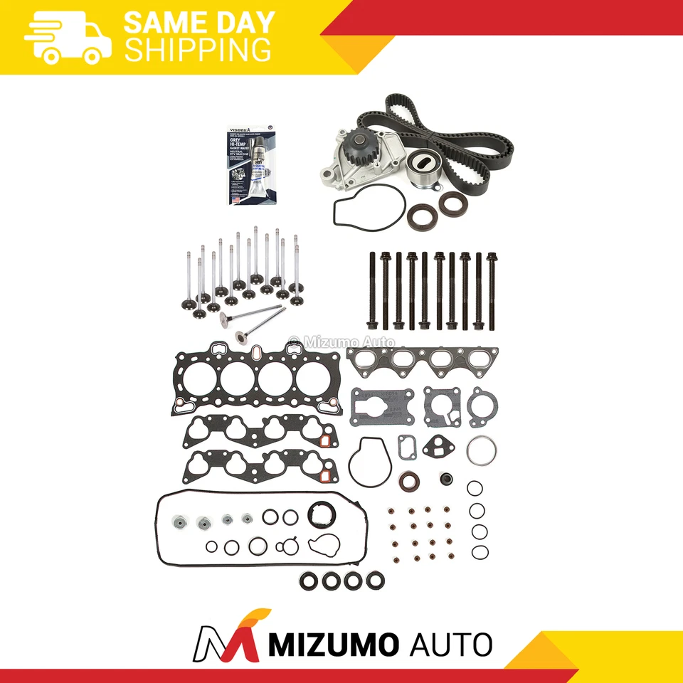 Juego de juntas de culata válvulas correa de distribución compatible con 92-95 Honda Civic D15B1 D15B7 D16A6 Foto 1 de 4