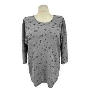 Vintage 90s Silver Star Shirt Celestial Woman Metallic Sparkle Cotton LA Size XL - Picture 1 of 12