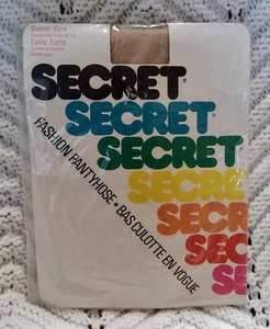 Vintage Pantyhose Secret Reinforced Panty And Toe Color Skintone One Size Queen - Picture 1 of 4