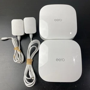 EERO Pro 6 K010001 Tri-Band Wi-Fi 6 Mesh Wifi System T50 2 Pack w Power Cables C - Photo 1/18