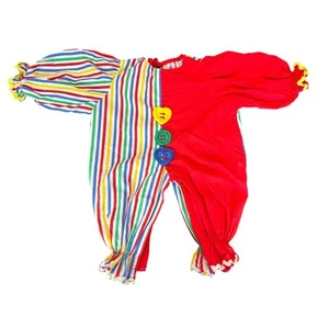 Vintage Toddler Baby Clown Costume Red Stripe front buttons- opens bottom - Picture 1 of 5