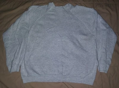 VTG 90s TULTEX GRAY BLANK CREW NECK PULLOVER SWEATSHIRT MEN'S XL RAGLAN USA GYM - Image 1 of 3
