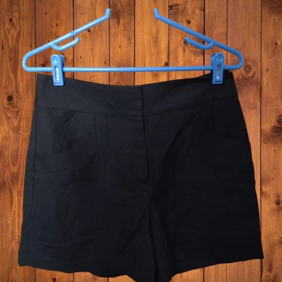 Pantalones Cortos Club Monaco Talla 6 Negro Mezcla de Lino Clásicos Contemporáneos Viaje por la Ciudad Foto 1 de 4