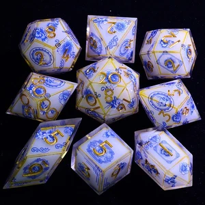 Juego de 9 dados DnD de resina poliédrica azul imperial decreto para mazmorras dragones juego de rol - Imagen 1 de 3