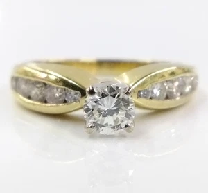 Anillo de boda de compromiso de diamantes de oro amarillo de 14K tamaño 5,75 FZZ - Imagen 1 de 6