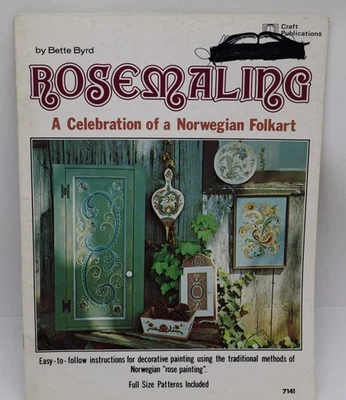 Rare 1976 ROSEMALING Decorative Norwegian Rose Painting Patterns By Betty Byrd - Image 1 of 4