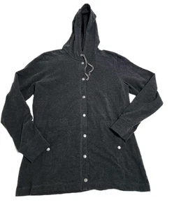 LL Bean Druckknopf Hoodie Damen M dunkelblau vorne Baumwollmischung Freizeitjacke - Bild 1 von 5