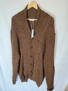 Jacamo Knitted Cardigan 2XL 52-54 Mens Brown Grandad Retro Chunky Cable Knit - Picture 1 of 12