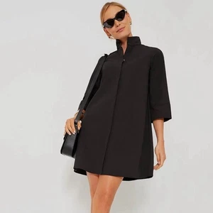 Camisa de vestir para mujer Tuckernuck negra Charlie cuello alto algodón popelina XXL 2XL - Imagen 1 de 8