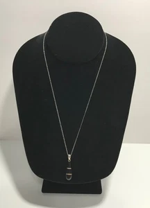 Black Onyx Sterling Silver Teardrop Pendant Delicate Cable Link Necklace 18” - Picture 1 of 13