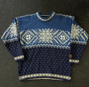 Vintage Dale of Norway Blue Pullover Ski Sweater S Fair Isle Scandinavian - Picture 1 of 9