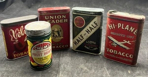 Lot Of (5) Vintage Tobacco Tins Hi Plane Velvet Union Leader Half & Half @36 - Picture 1 of 5