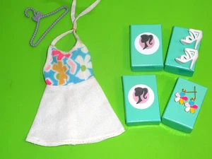 Vintage Barbie CLONE MOD FLOWER POWER MINI HALTER DRESS & HM EARRINGS + SHOES - Picture 1 of 9