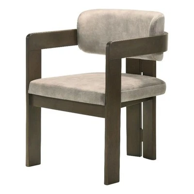 ACME Destin Polished Microfiber/Wood Side Chair in Light Gray & Walnut - Image 1 of 4