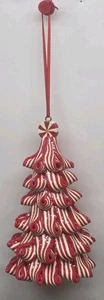 Peppermint Candy Cane Christmas Tree Ornament Striped Decor Gingerbread 4.5" - Picture 1 of 4