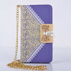 Fashion Pu Leather (for: Samsung Galaxy S3mini) Purple Cover Case Stand W/chain 