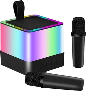 Mini Karaoke Machine for Kids - Portable Bluetooth Speakers with 2 Karaoke Micr - Picture 1 of 7