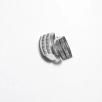 HENG NGAI Estate 14K White Gold Brilliant Cut Diamond Huggie Earrings 0.48 Cts - Image 1 of 4