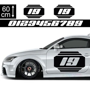 Startnummer Auto Aufkleber WUNSCH-NUMMER -  Schriftart 6 20cm SCHWARZ - Bild 1 von 5