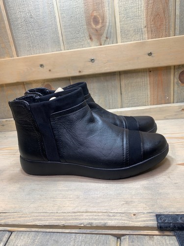 Stivaletti Chelsea US6.5 Rockport in pelle nera con zip posteriore piatta