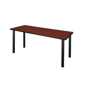 Regency Computer Desk Training Table 29" H X 66" W, Cherry + Black Wood + Metal - Picture 1 of 3