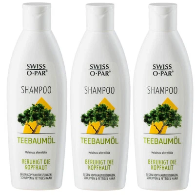 3x 250 ml Swiss O Par champú aceite de árbol de té calma el cuero cabelludo contra la caspa Foto 1 de 3