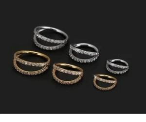 Nose Ring Helix Cartilage Piercing Hoop CZ Crystal Hoop Small Nose Ring Septum - Picture 1 of 8