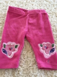 Truly Scrumptious Girls Pink Velour Pants Flowers Elastic Waist 3 Months - Picture 1 of 6