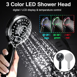 3 Color LED Auto Changing Shower Head Home Bath Sprinkler w/ Temperature Display - Picture 1 of 8