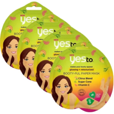 4x Máscaras de Papel Yes To Booty-Ful Brilhantes e Sedosas Suaves Booty Masks (Lote de 4) - Imagem 1 de 3