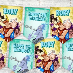 Banderín de cumpleaños personalizado, pancarta, decoración de fiesta de Hércules Hades - Imagen 1 de 1