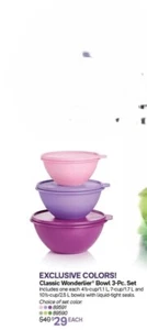 Tupperware Classic Wunderbare Schüsseln - 3-teiliges Set - lila/rosa mit Dichtungen - Neu in Verpackung - Bild 1 von 3