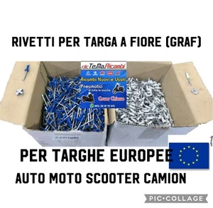 50 RIVETTI A FIORE fissaggio TARGA AUTO MOTO 4,8x12 COLORI BIANCHI 25 BLU 25* - Foto 1 di 5