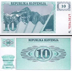 Slovenia 10 Tolarjev 1990, UNC, P-4, First Issue - Picture 1 of 3