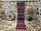 Runner Kilim Flatweave Carpet 3x11 Pink Wool Striped Rug Hallway Anatolian