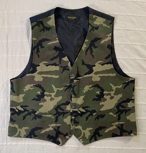 Vintage Santana Woodland Camo Vest Men's 2XL Adjustable Waistcoat Made In USA - Picture 1 of 9