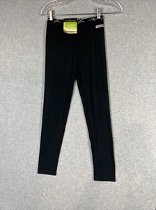 Terramar Junior Medium Black Leggings Gray Logo Elastic Waist - Picture 1 of 9